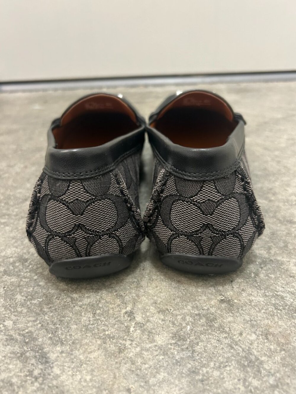 Coach Mona Driver Signature Jacquard Smoke Coal Black Loafers Flats Size 9B New - Picture 7 of 16